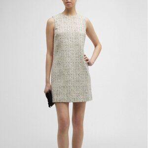 NWT Theory Cream Multi-Color Tweed Shift Mini Dress Size 4